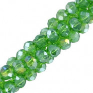 Top Glas Facett Glasschliffperlen 3x2mm rondellen - Vineyard green-pearl shine coating